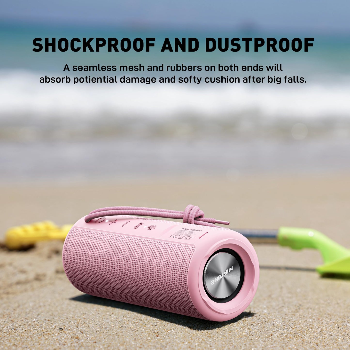 MIATONE Outdoor Portable Bluetooth Speakers Wireless Speaker Waterproof - Pink