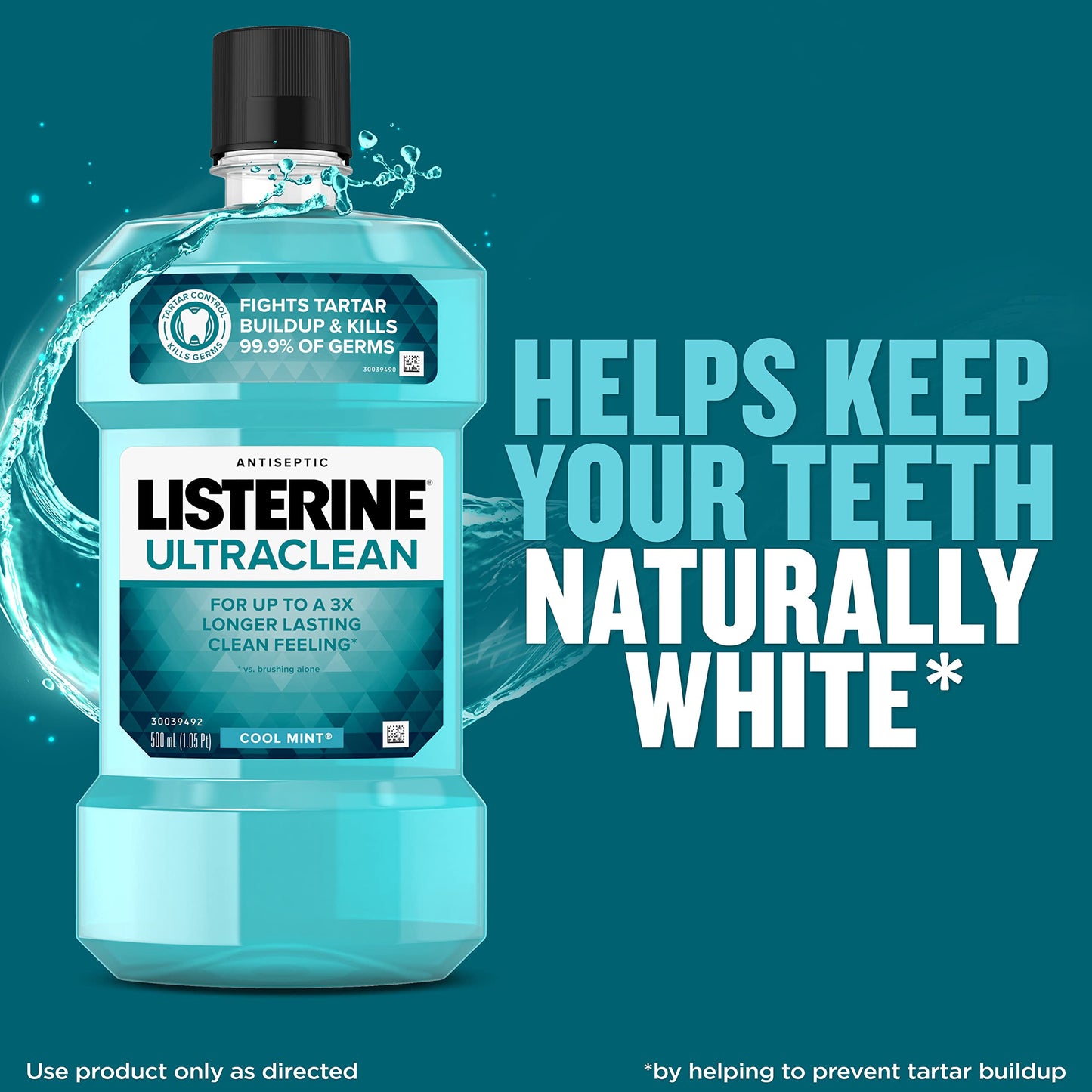 Listerine Ultraclean Oral Care Antiseptic Mouthwash, Everfresh to Help Fight Bad Breath, Gingivitis, Plaque & Tartar, ADA-Accepted Oral Rinse, Cool Mint, 1 L, Pack of 2