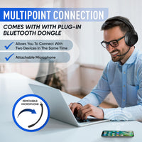 PHILIPS Wireless Noise Cancelling Headphones, Stereo Over The Ear Wireless Bluetooth Headphones with Removable Mic, Bluetooth Headset with Microphone, Lightweight and Touch Control, 55 Hours Playtime