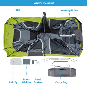 CORE 12 Person Instant Cabin Tent | 3 Room Tent for Family with Storage Pockets for Camping Accessories | Portable Large Pop Up Tent for 2 Minute Camp Setup