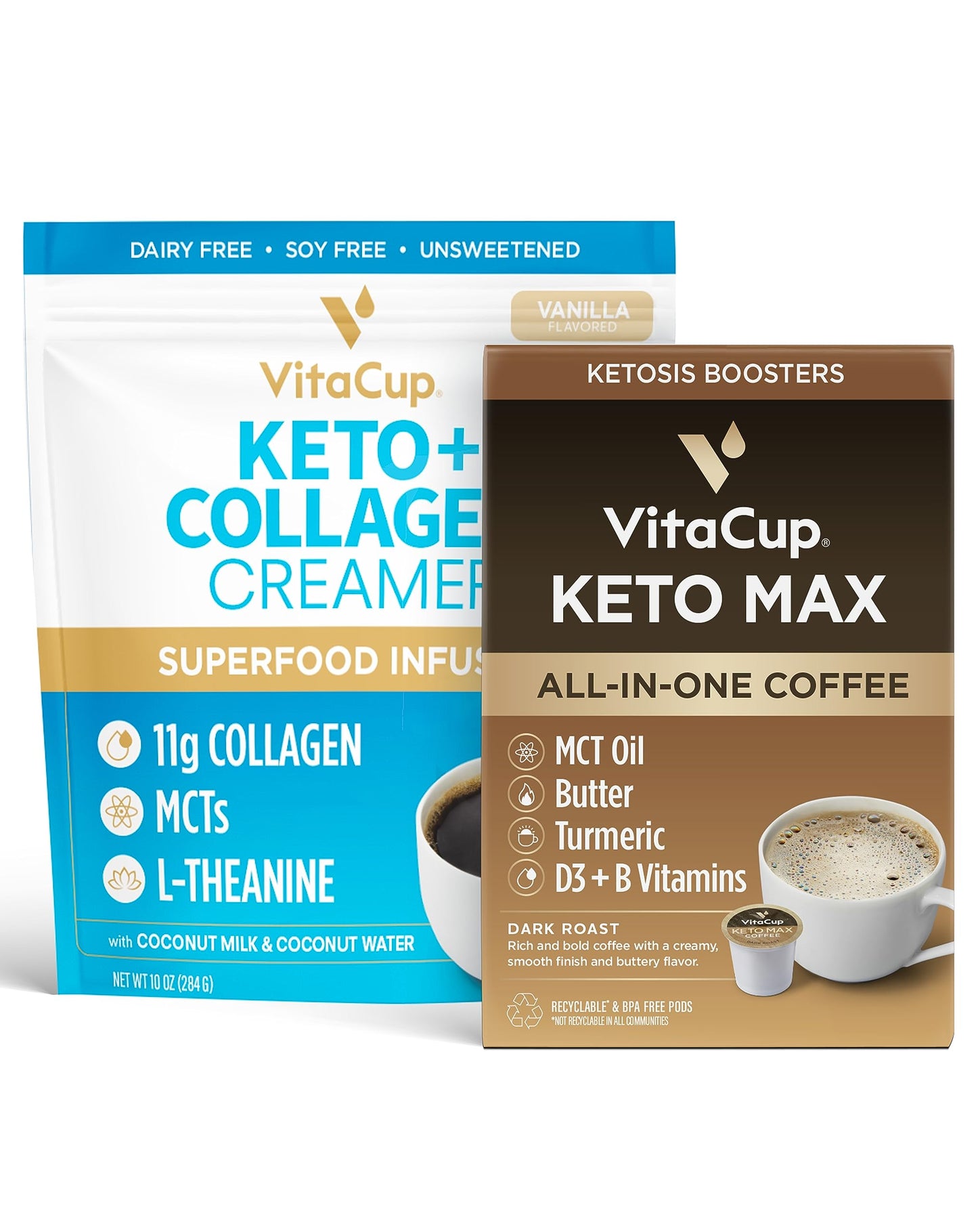 VitaCup Keto Max Coffee Pods 18ct & Keto Creamer 10oz