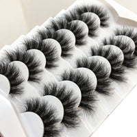 Pooplunch False Eyelashes Fluffy Mink Lashes Cat-Eye Look 18MM Wispy Long 8D Volume Fake Eyelash Strips 7 Pairs Pack