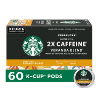 Starbucks Blonde Roast K-Cup Coffee Pods with 2X Caffeine for Keurig Brewers,10 Count - (Pack of 6)