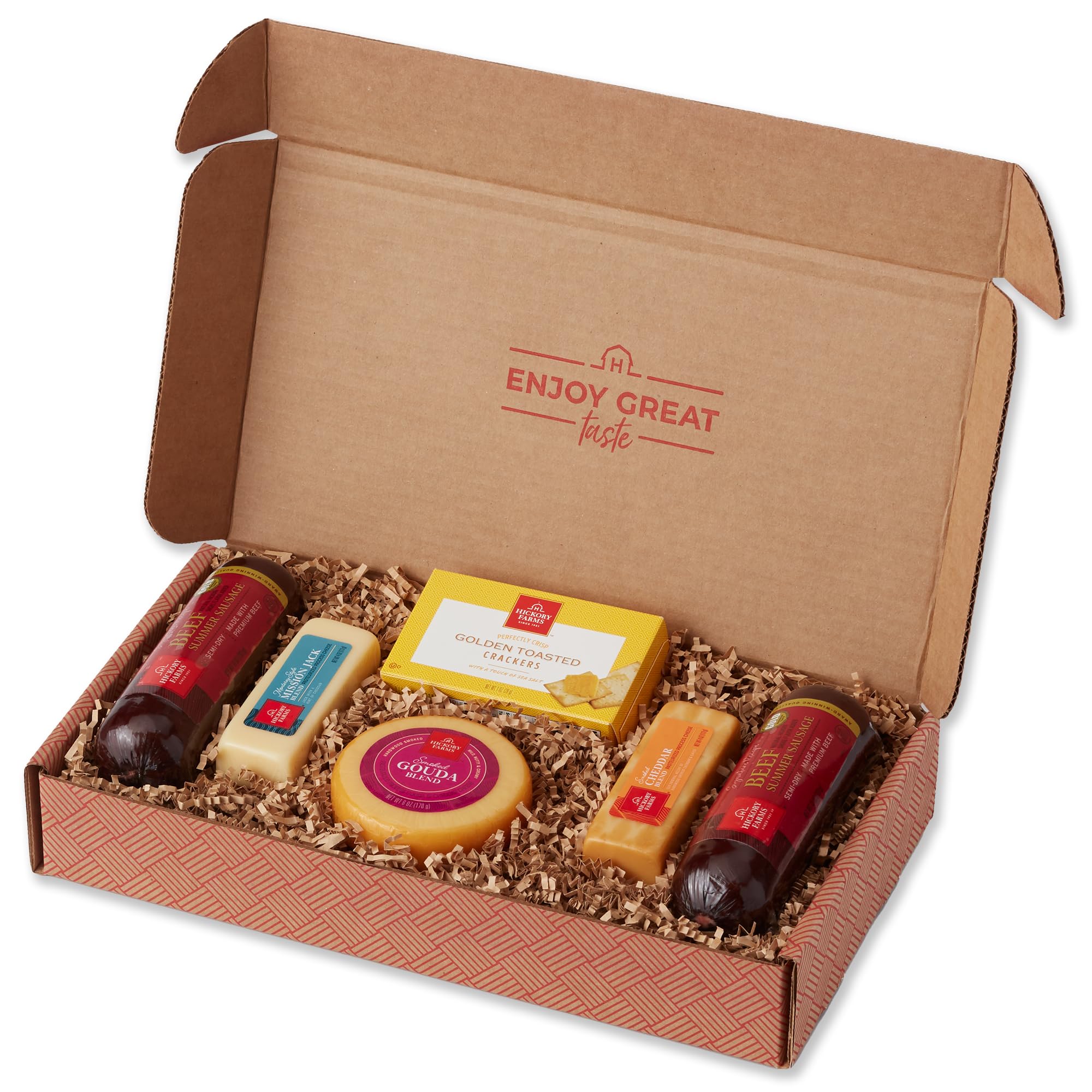 Hickory Farms Beef Summer Sausage & Cheese Medium Gift Box | Gourmet Food Gift Basket, Perfect For Birthday, Congratulations, Sympathy, Food Care Packages, Retirement, Thinking of You, Corporate Gifts