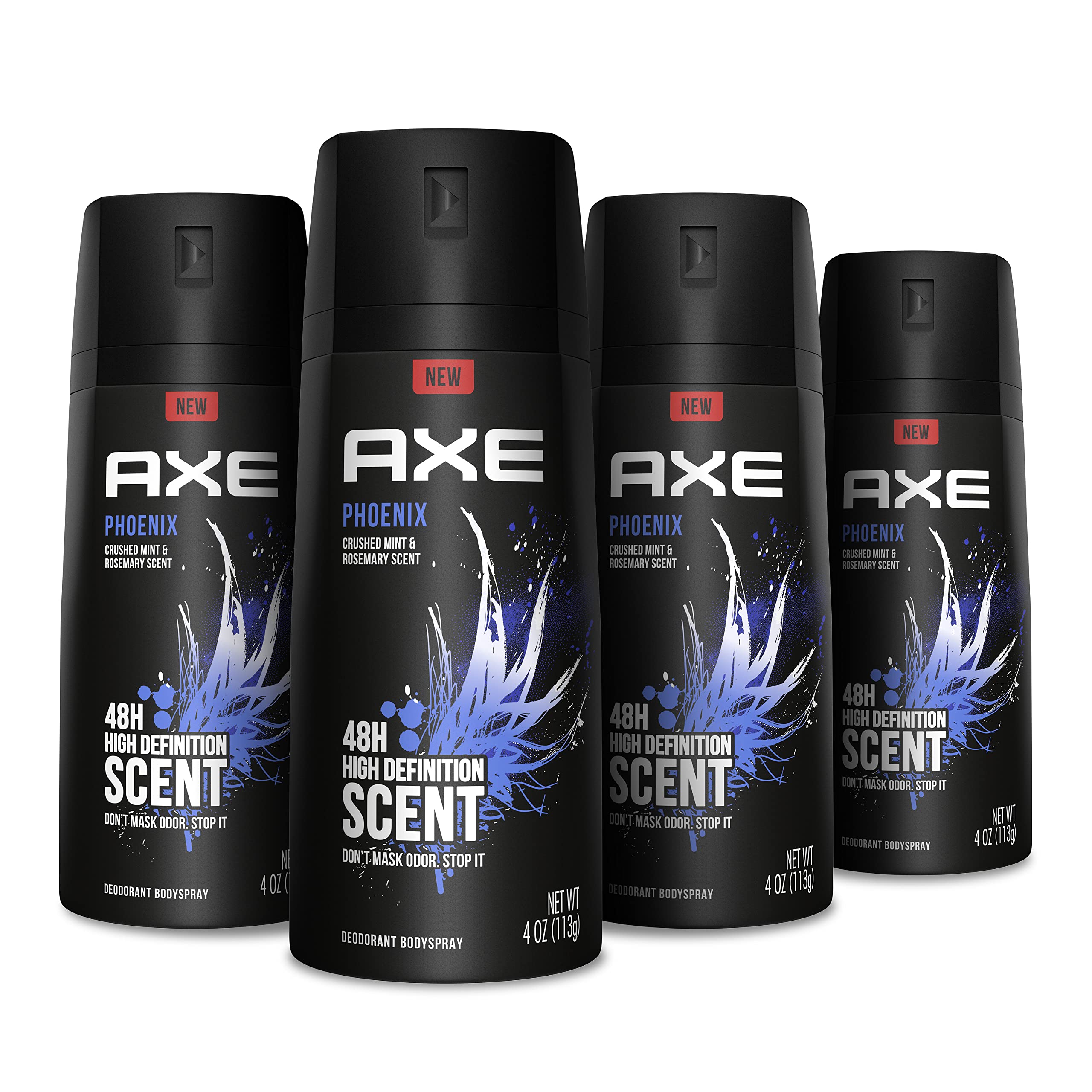 Axe Body Spray Deodorant For Long Lasting Odor Protection, Phoenix Deodorant For Men Formulated Without Aluminum, 4 Oz (Pack of 4)