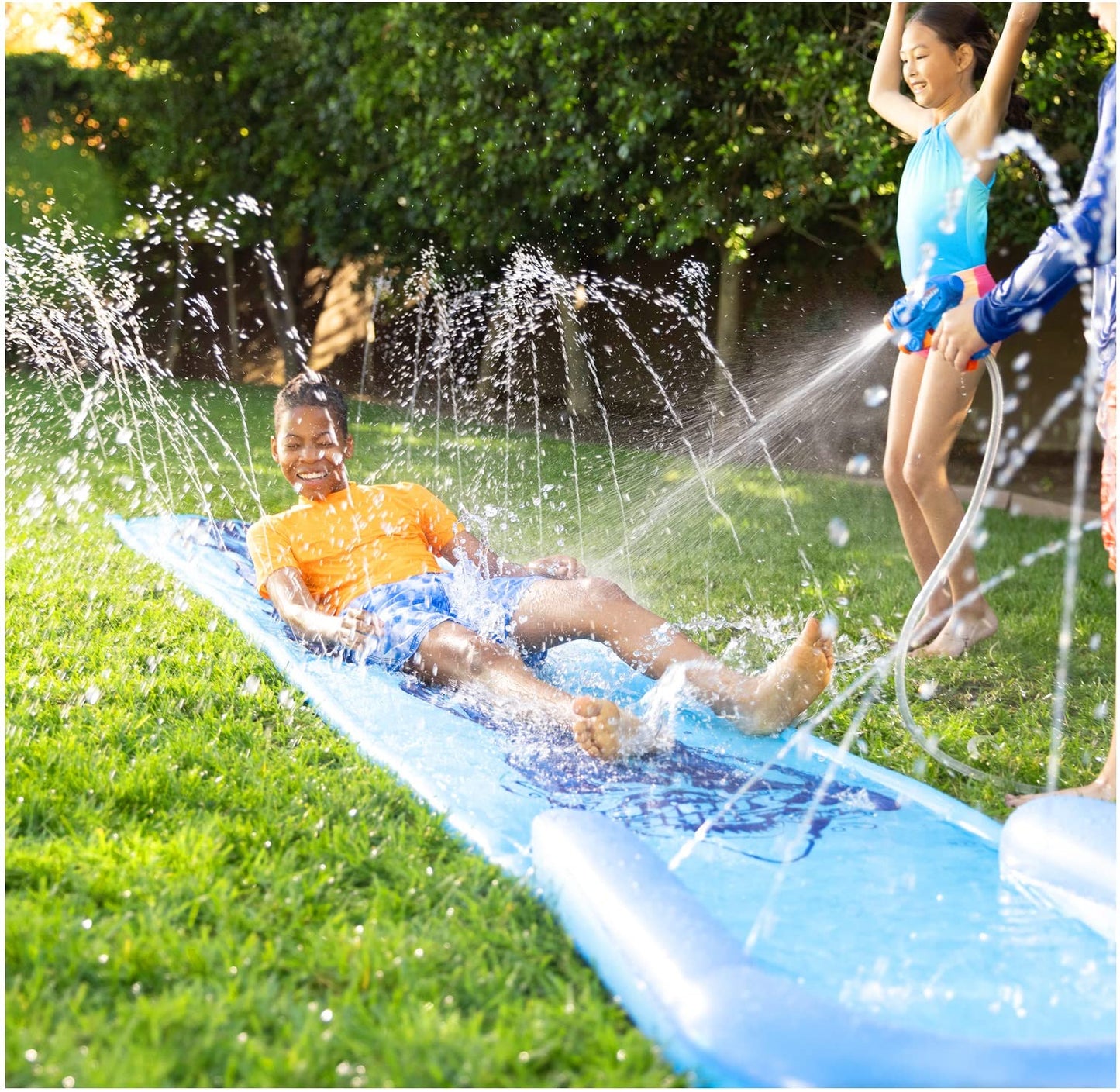 NERF Super Soaker Blast Water Slide – The Ultimate 16 Ft Outdoor Slide for Kids – Includes Extra Water Blaster