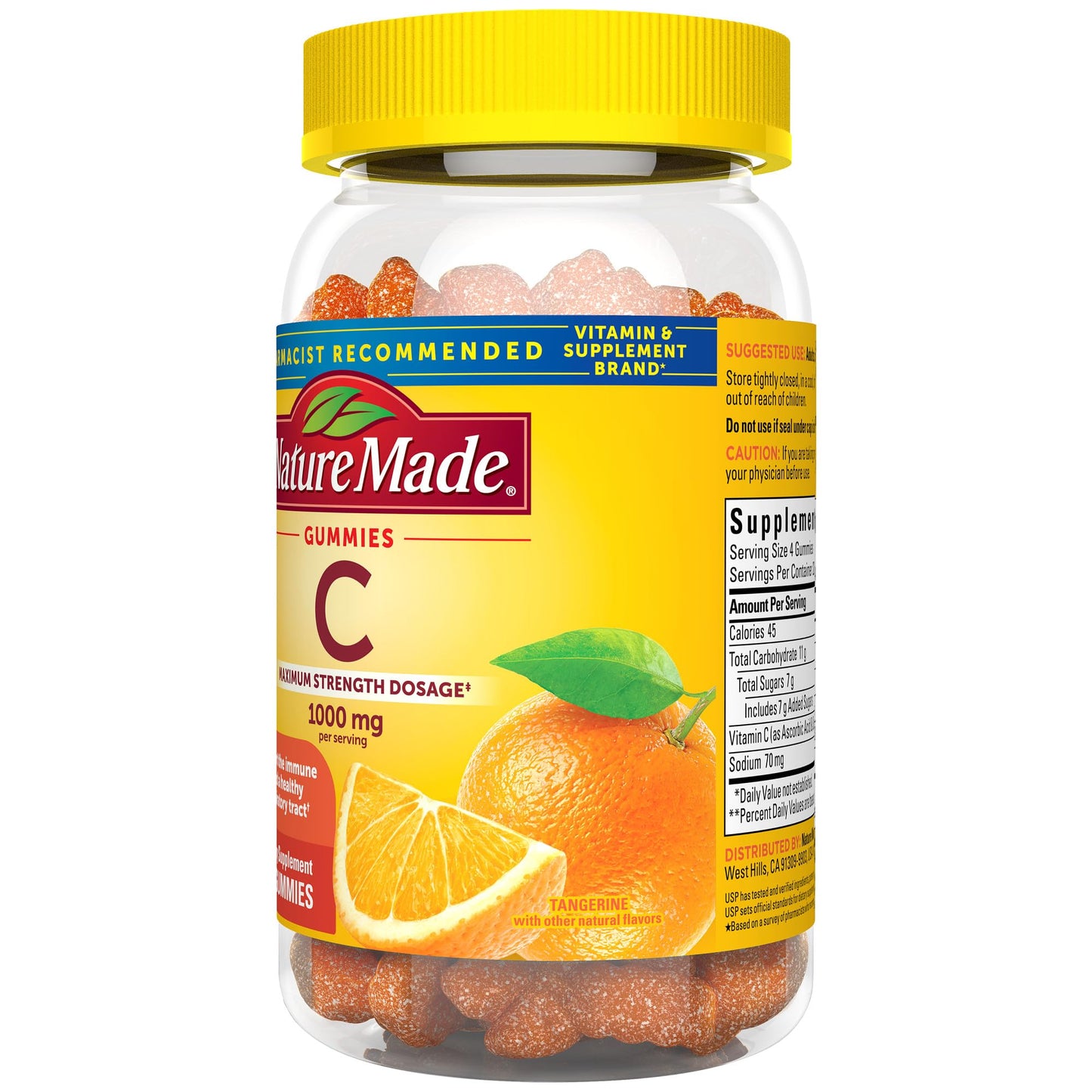 Nature Made Maximum Strength Dosage Vitamin C 1000mg per Serving, Immune Support Vitamin C Gummies for Adults, 80 Vitamin C Gummies, 20 Day Supply