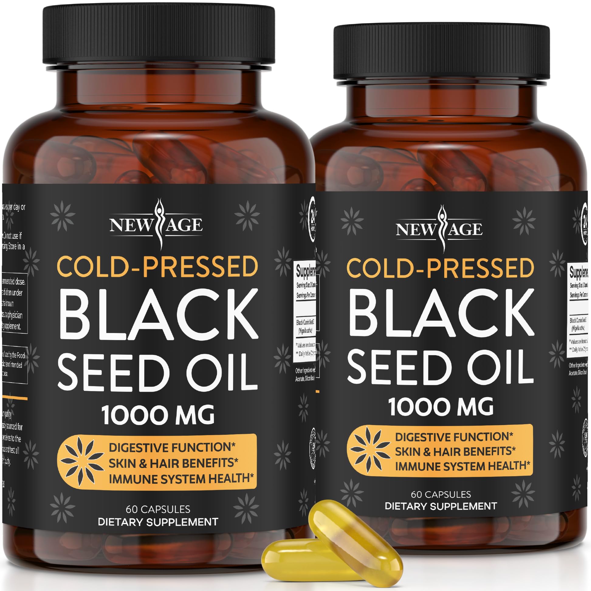 Black Seed Oil Softgel Capsules - Premium Cold-Pressed Nigella Sativa Producing Pure Black Cumin Seed Oil - Non-GMO & Vegetarian (120 Softgels)