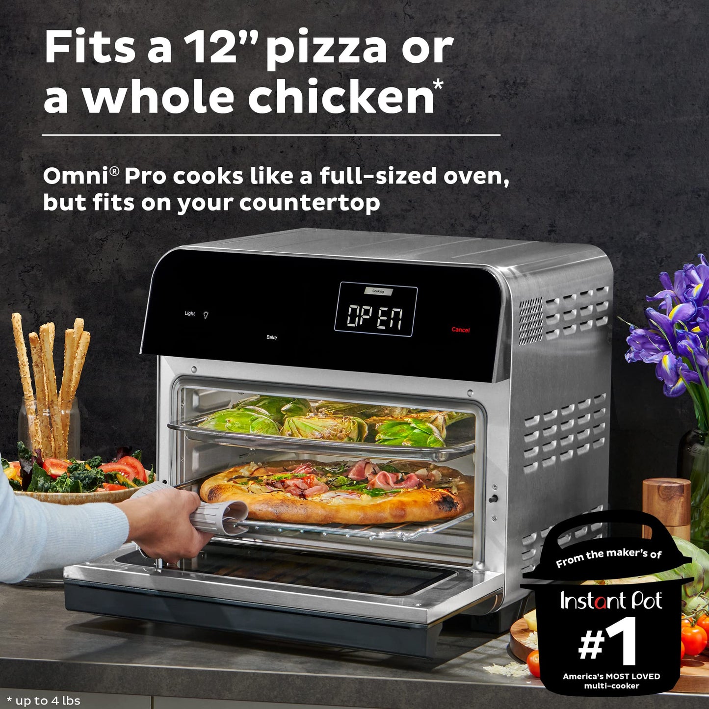 Instant Pot Omni Pro 19 QT/18L Air Fryer Toaster Oven Combo, From the Makers of Instant Pot, 14-in-1 Functions, Fits a 12" Pizza, 6 Slices of Bread, App with Over 100 Recipes