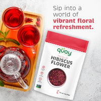 Quay Naturals Hibiscus Flowers, 4 oz, Flor de Jamaica - Cut & sifted - Pure & Natural Roselle Flowers for Teas, Smoothies & Baking - Hibiscus sabdariffa Flowers - Non GMO