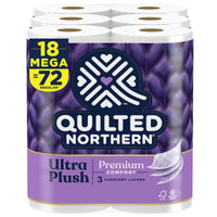 Quilted Northern Ultra Plush Toilet Paper, 18 Mega Rolls = 72 Regular Rolls