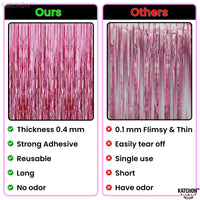 KatchOn, Pink Backdrop for Pink Party Decorations - XtraLarge 8x3.2 Feet, Pack of 2 | Pink Foil Fringe Curtain for Pink Streamers Party Decorations | Pink Fringe Backdrop, Galentines Day Decorations