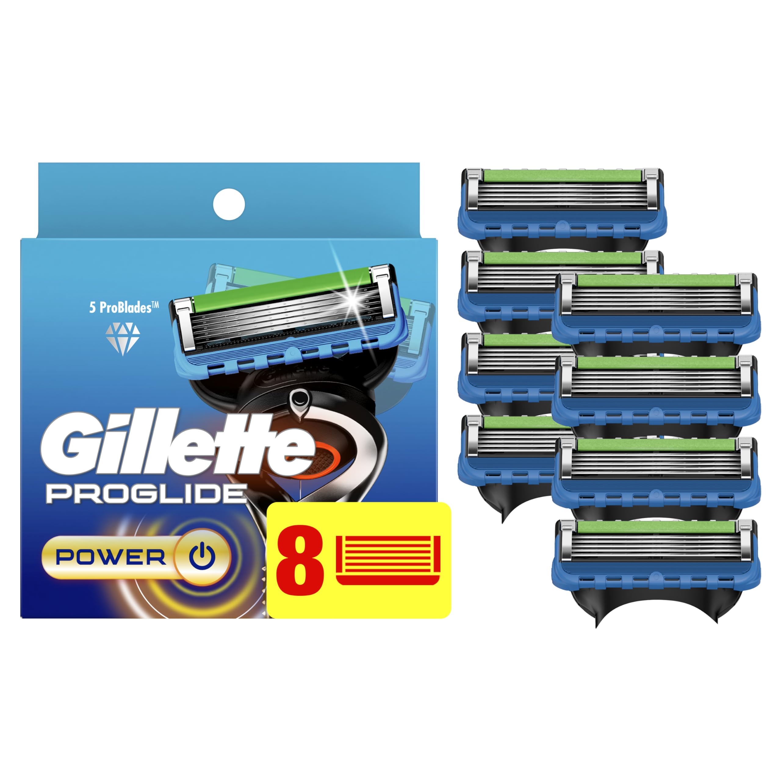 Gillette ProGlide Razor Refills for Men, 8 Razor Blade Refills