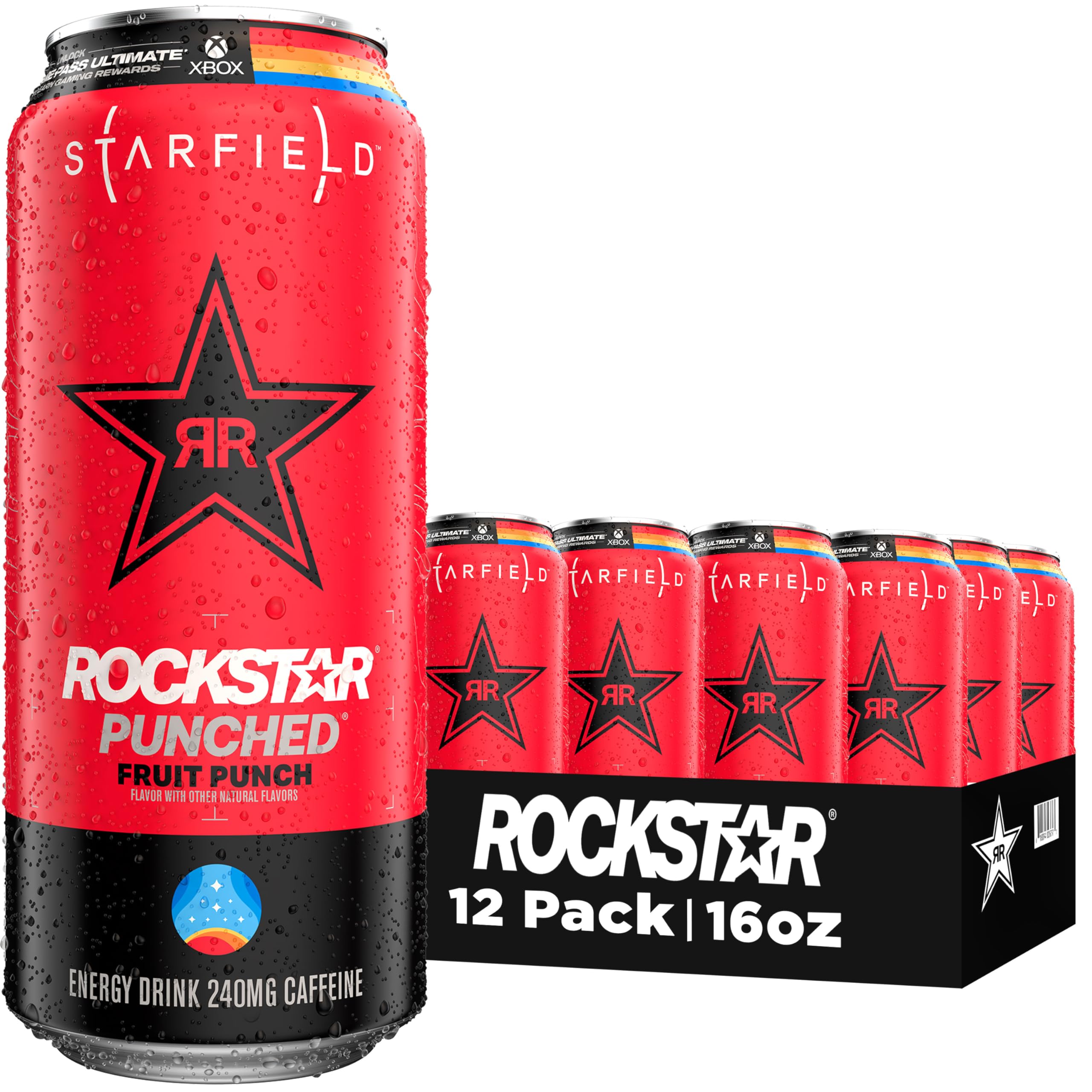 Rockstar Punched Energy Drink, Fruit Punch, 16oz Cans (12 Pack) (Packaging May Vary)