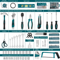 Sundpey Household Tool Kit 257-PCs - Home Auto Repair Tool Set Complete General Hand Tool Set - Tool Kits for Handyman & Precision Screwdriver Set & Metric Hex Key & Toolbox Storage Case for Men Women