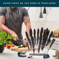 Home Hero 20 Pcs Kitchen Knife Set, Chef Knife Set & Steak Knives - Professional Design Collection - Razor-Sharp High Carbon Stainless Steel Knives with Ergonomic Handles (20 Pcs - Black)