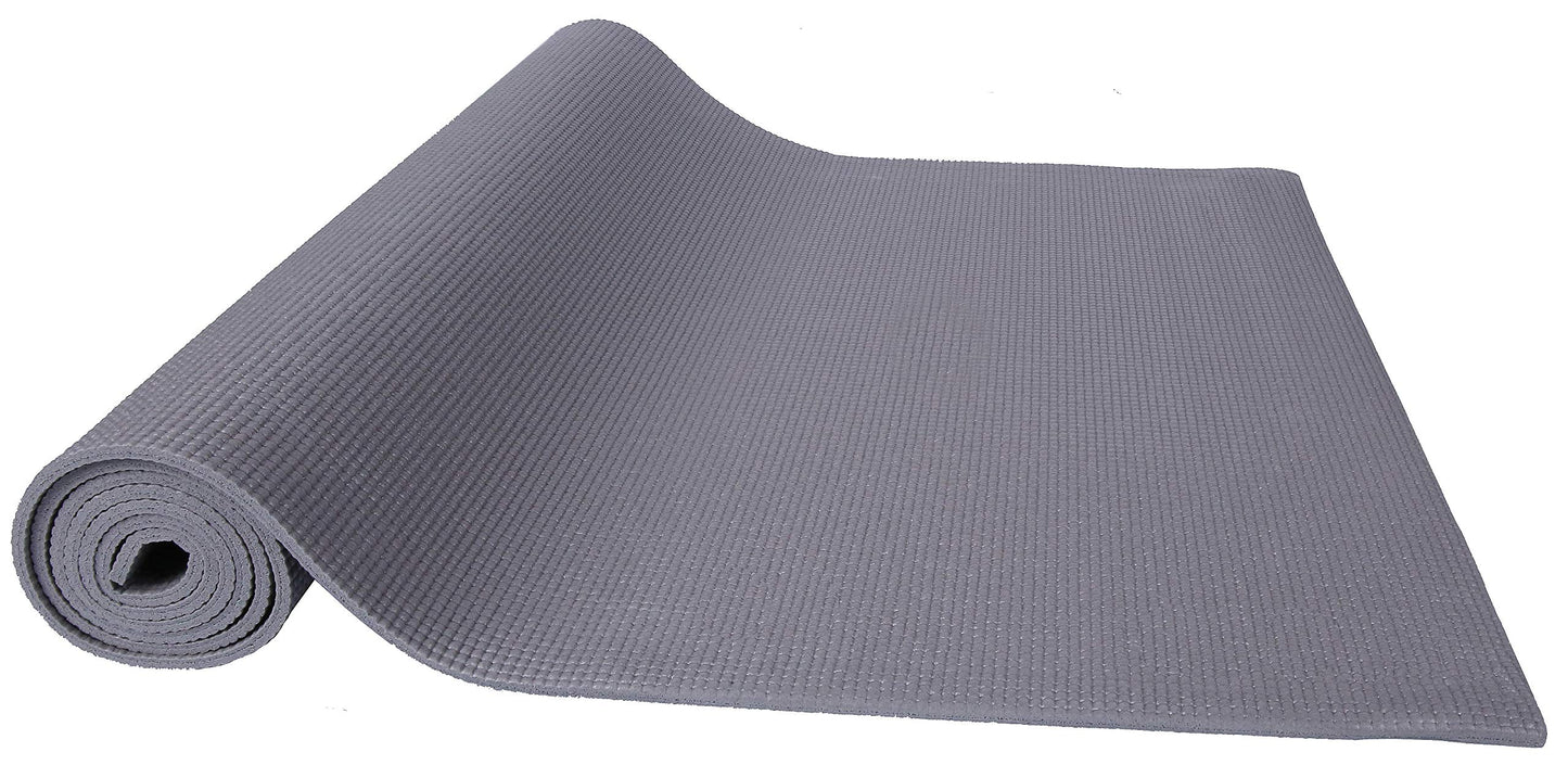 BalanceFrom GoYoga All-Purpose 1/4-Inch High Density Anti-Tear Exercise Yoga Mat with Carrying Strap , Gray