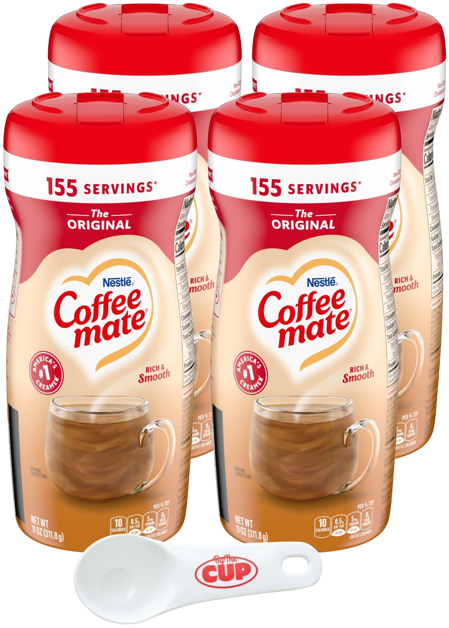 Coffee mate The Original Powder Creamer, 11 oz (Pack of 4) with By The Cup Scoop