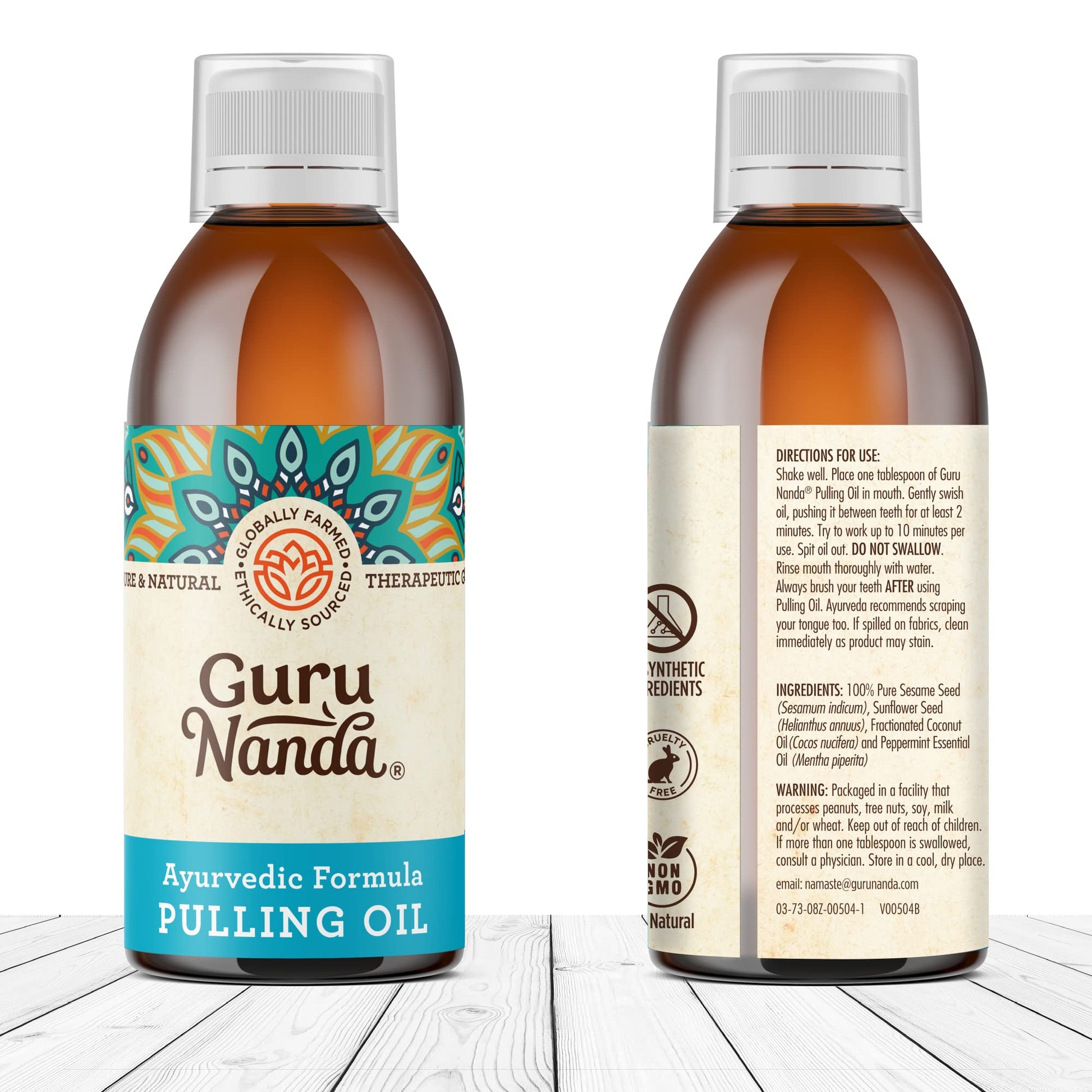 Gurunanda Coconut Oil Pulling with 7 Natural Essential Oils and Vitamin D, E, K2, Alcohol Free Mouthwash (MICKEY D), Helps with Fresh Breath, Teeth