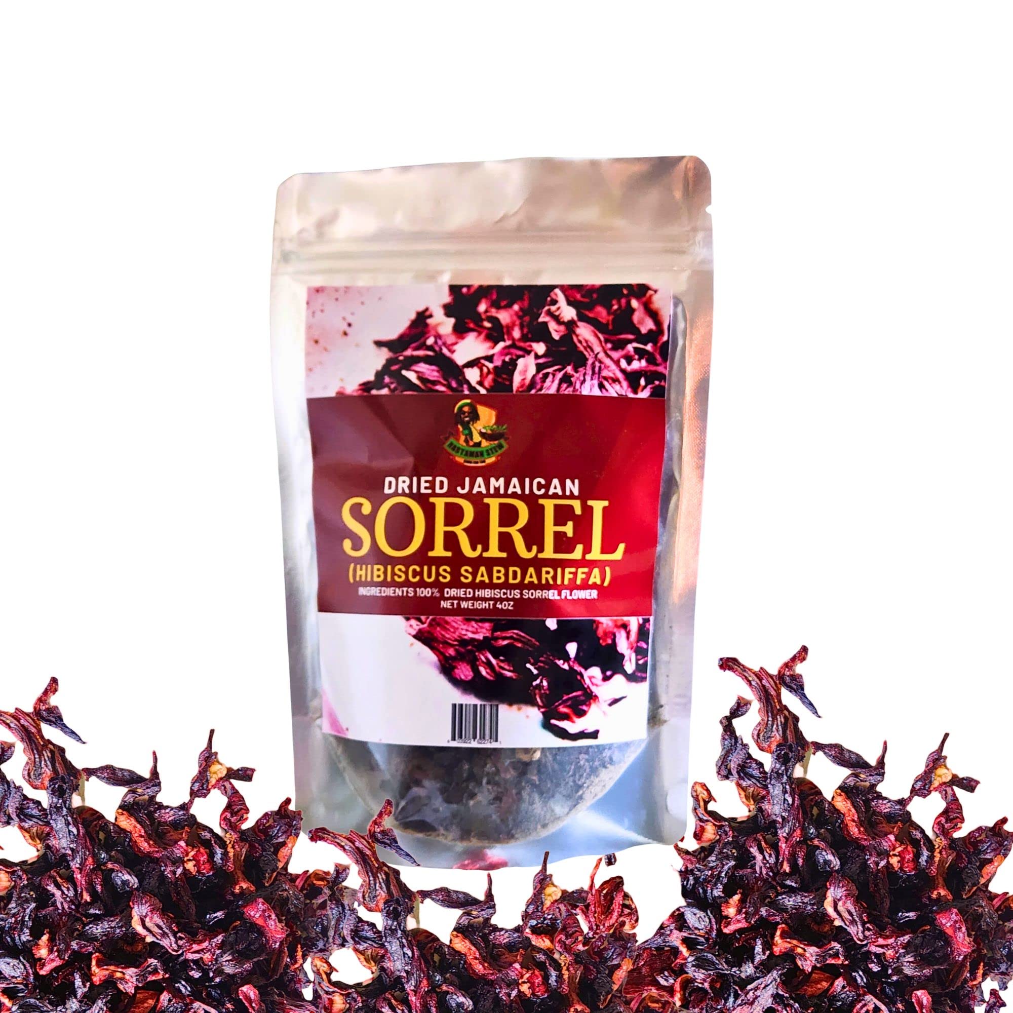 Premium Organic Dried Jamaican Sorrel Hibiscus Tea 4oz - Rastaman Stew Herbal Blend for Refreshing Taste, Rich in Flavor and Health Benefits