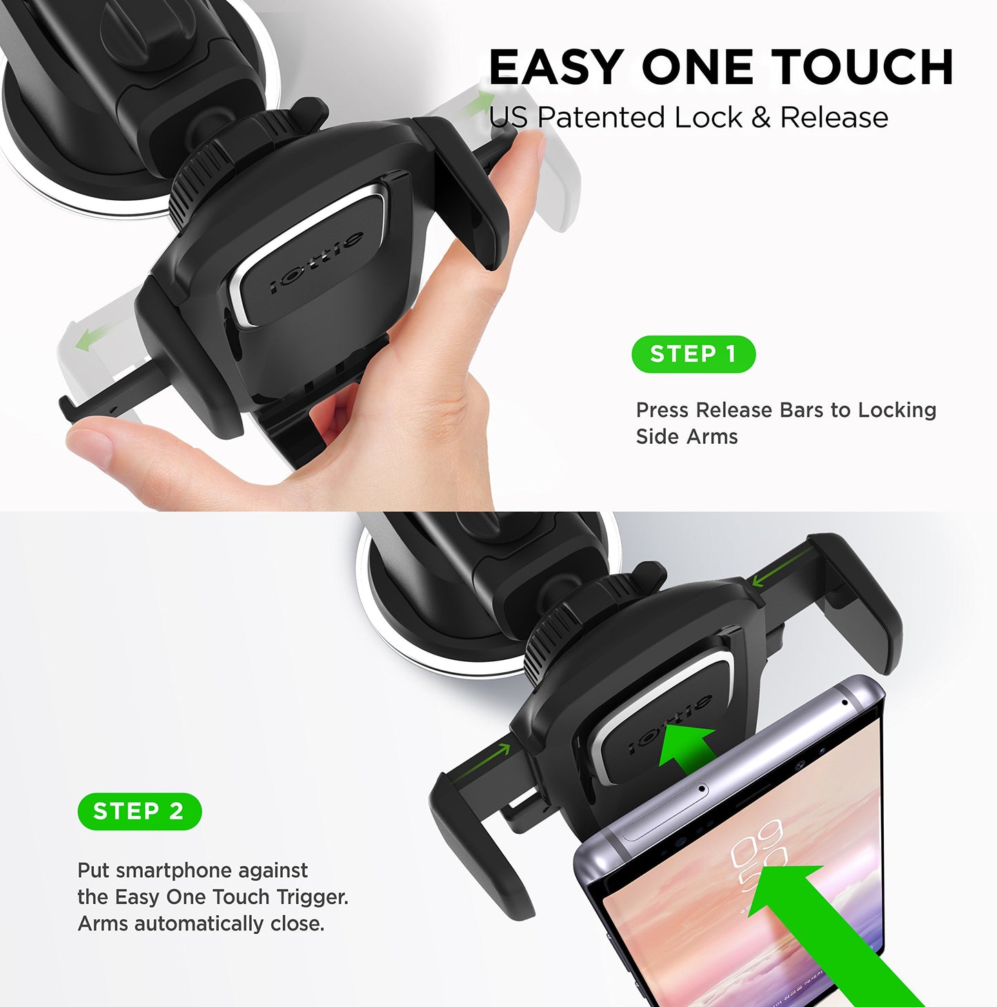 iOttie Easy One Touch 4 Dash & Windshield Universal Car Mount Phone Holder Desk Stand for -iPhone, Samsung, Moto, Huawei, Nokia, LG, Smartphones, Black