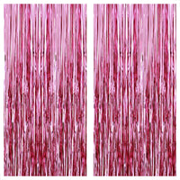 KatchOn, Pink Backdrop for Pink Party Decorations - XtraLarge 8x3.2 Feet, Pack of 2 | Pink Foil Fringe Curtain for Pink Streamers Party Decorations | Pink Fringe Backdrop, Galentines Day Decorations