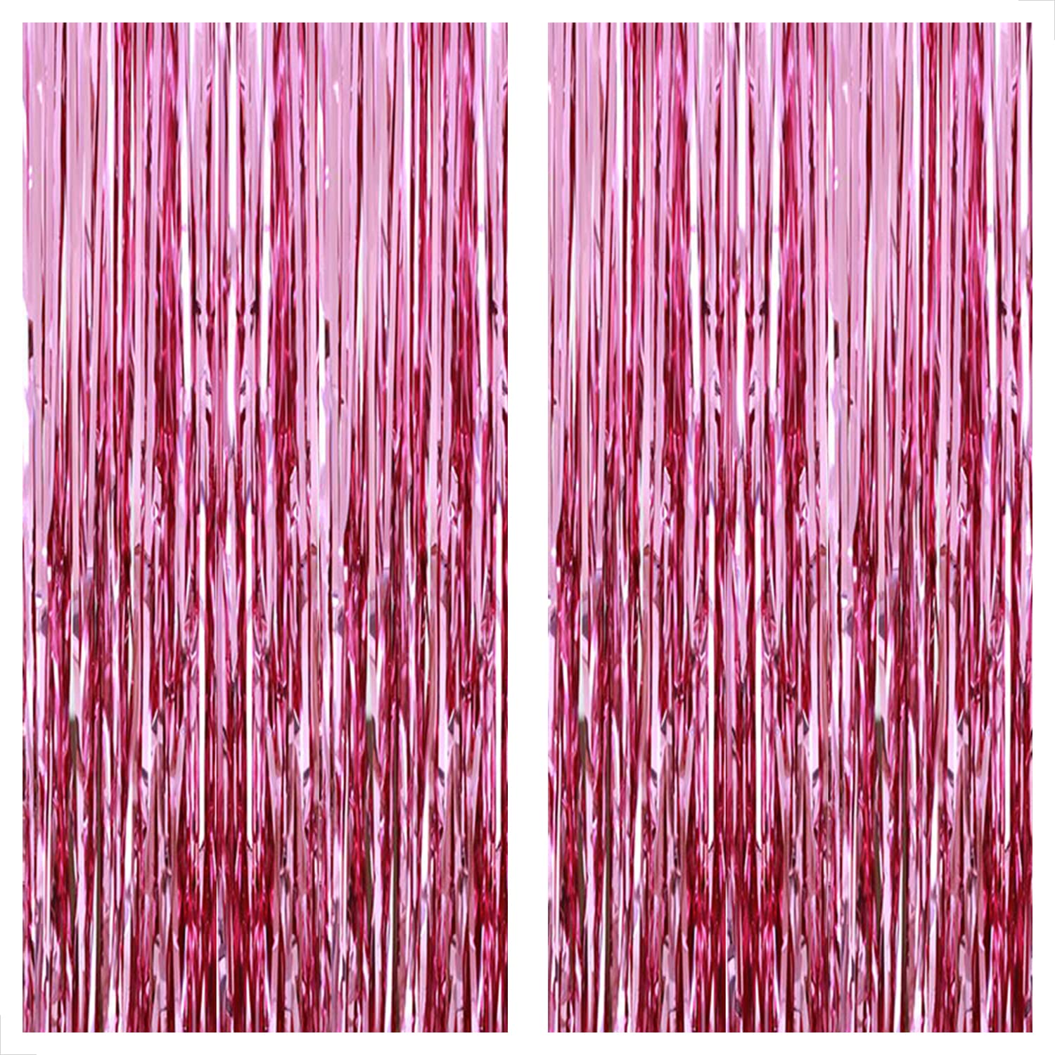 KatchOn, Pink Backdrop for Pink Party Decorations - XtraLarge 8x3.2 Feet, Pack of 2 | Pink Foil Fringe Curtain for Pink Streamers Party Decorations | Pink Fringe Backdrop, Galentines Day Decorations