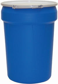 Eagle 30 Gallon High Density Polyethylene Lab Pack Barrel Drum with Metal Lever-lock Lid, 28.5" Height, 21.25" Diameter, Blue, 1601MB