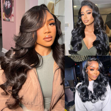 SoHygge 13x4 Lace Front Wigs Human Hair 24 Inch Lace Front Wigs Pre Plucked with Baby Hair 180% Density Glueless Human Hair Wigs for Women HD Transparent Lace Frontal Wigs Natural Black