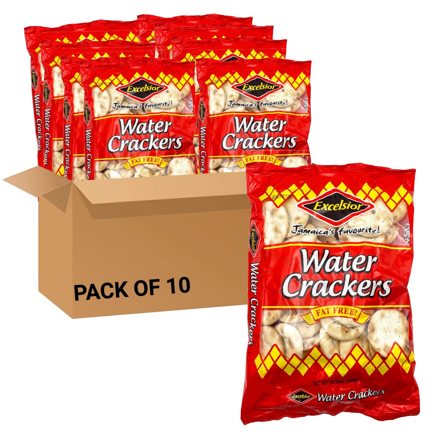 EXCELSIOR Water Crackers Genuine Jamaican Fat-Free Crackers 10.58 oz (Pack of 20)