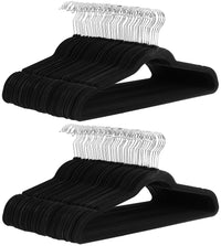 Amazon Basics Slim Velvet, Non-Slip Suit Clothes Hangers, Pack of 100, Black/Silver