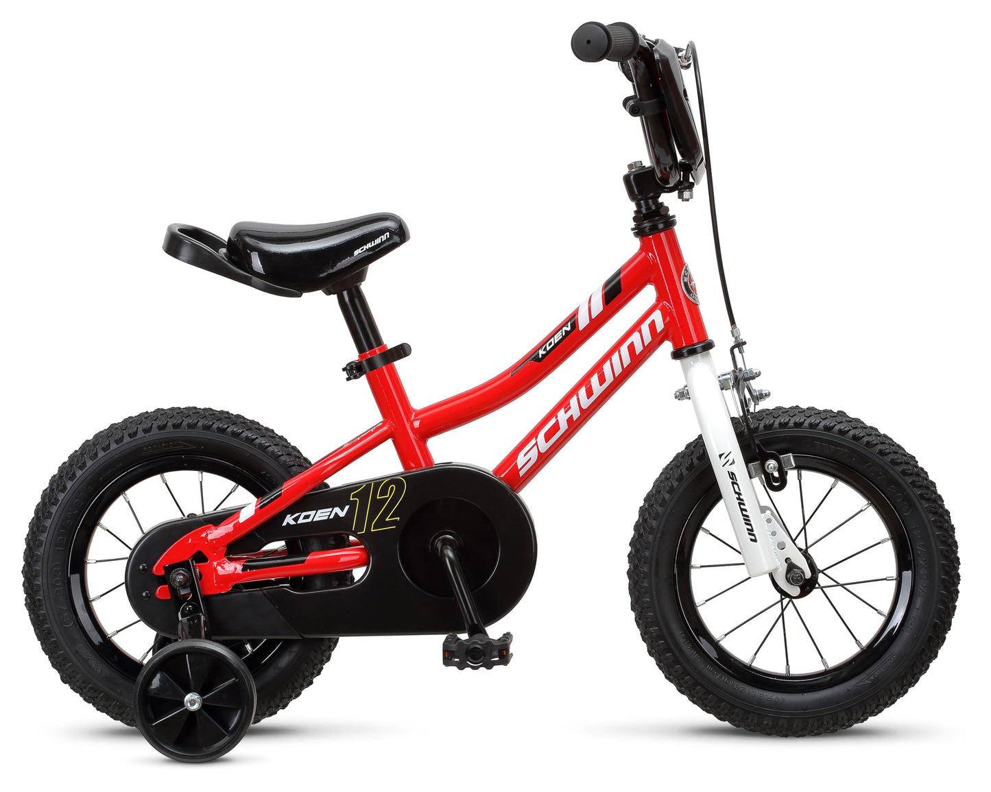 Schwinn Koen & Elm Toddler and Kids Bike, For Girls and Boys, 18-Inch Wheels, BMX Style, Training Wheels Included, Chain Guard, and Number Plate, Red