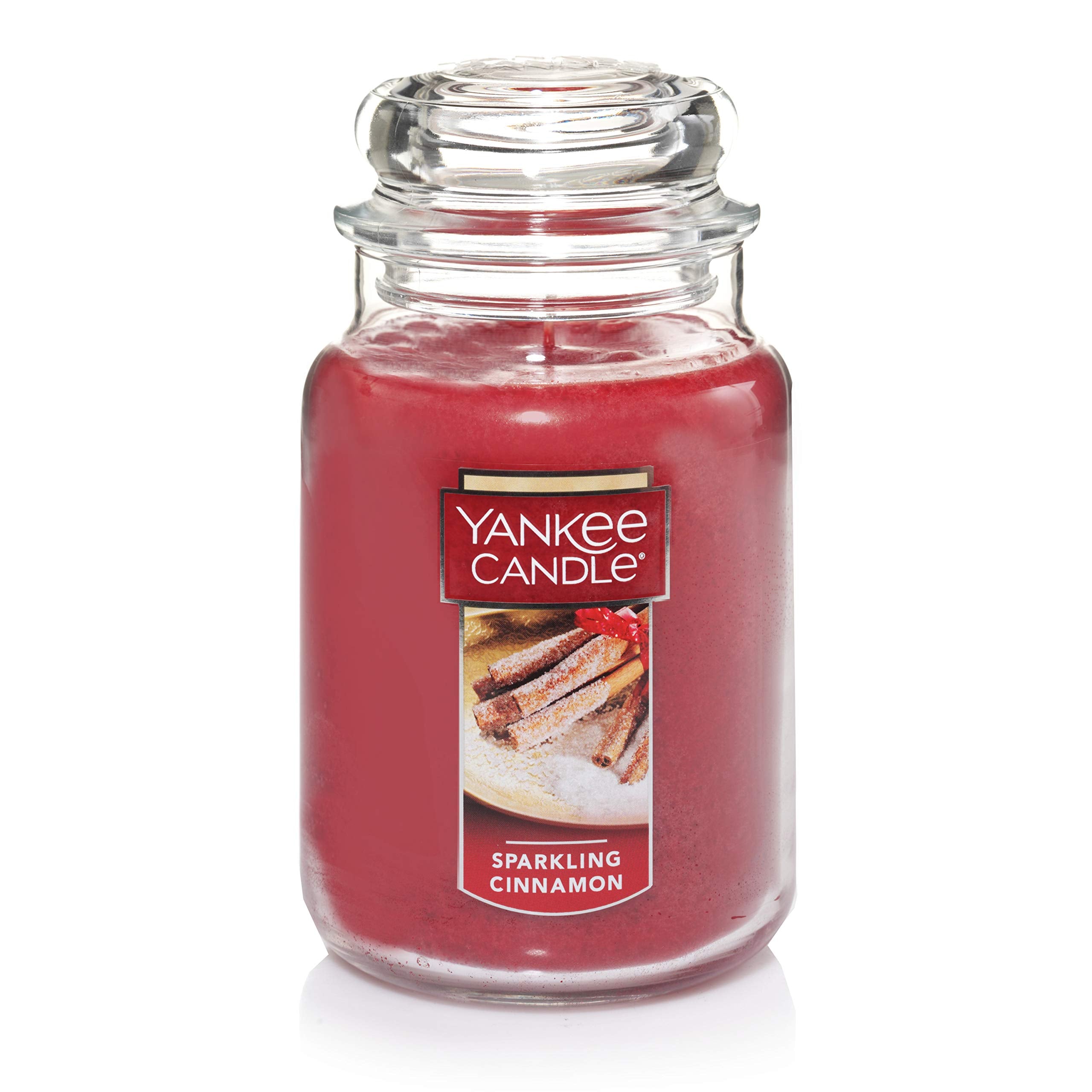Yankee Candle Sparkling Cinnamon Scented, Classic 22oz Large Jar Single Wick Candle, Over 110 Hours of Burn Time | Holiday Gifts for All