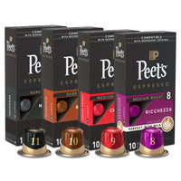 Peet's Coffee Gifts, Espresso Coffee Pods Variety Pack, Dark & Medium Roasts, Compatible with Nespresso Original Machine, Intensity 8-11, 40 Count (4 Boxes of 10 Espresso Capsules)