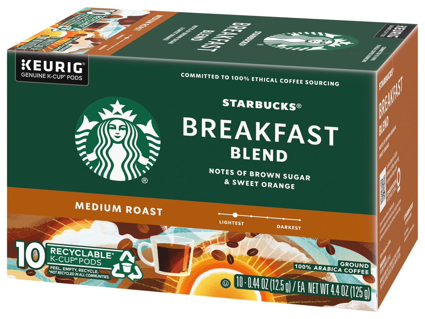 Starbucks Coffee K-Cup Pods, Breakfast Blend Medium Roast, Ground Coffee K-Cup Pods for Keurig Brewing System, 10 CT K-Cup Pods Per Box (Pack of 2 Boxes)