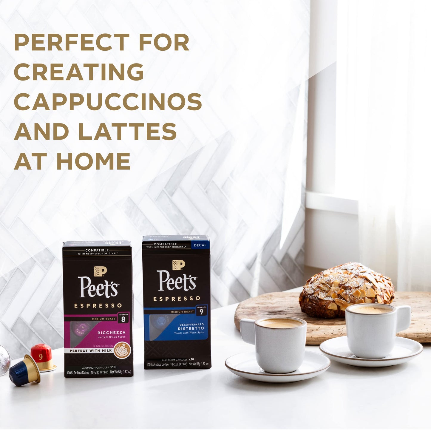 Peet's Coffee Gifts, Espresso Coffee Pods Variety Pack, Dark & Medium Roasts, Compatible with Nespresso Original Machine, Intensity 8-11, 40 Count (4 Boxes of 10 Espresso Capsules)