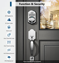 TEEHO TE002 Fingerprint Door Lock - Keyless Entry Door Lock with Keypad - Electronic Keypad Deadbolt Lock - Smart Locks for Front Door - Door Lock with Code - Easy Installation - Satin Nickel