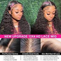 Pizazz 13x4 HD Transparent Lace Front Wigs Human Hair Pre plucked Bleached Knots with Baby Hair 180 Density Brazilian Deep Wave Frontal Wigs for Black Women(26 Inch, Black color)