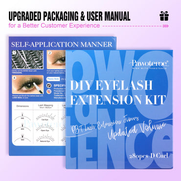 DIY Eyelash Extension Kit 280pcs Individual Lashes Cluster D Curl, 9-16mm Mix Lash Clusters with Lash Bond and Seal and Lash Applicator Tool for Self Application at Home (30D+40D-0.07D-9-16MIX KIT)