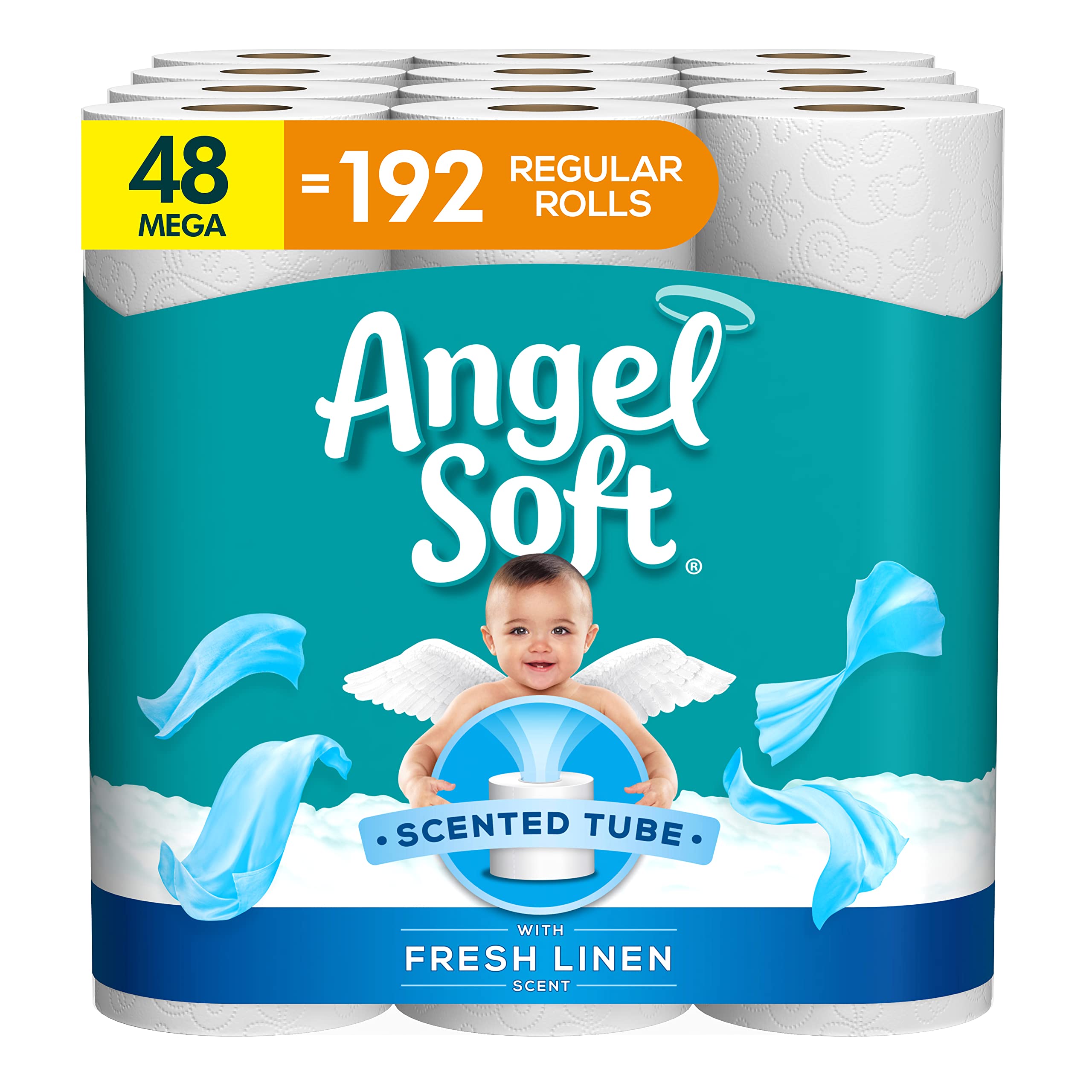 Angel Soft Toilet Paper, 48 Mega Rolls with Linen Scented Tube
