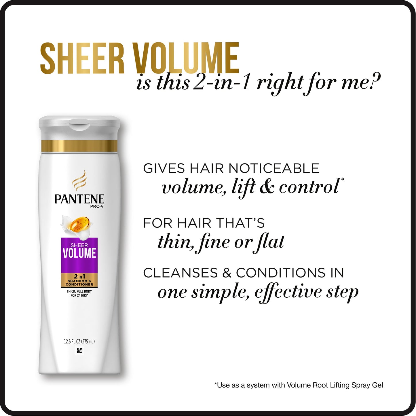 Pantene Sheer Volume 2 in 1 Shampoo & Conditioner 20.1 Fl Oz