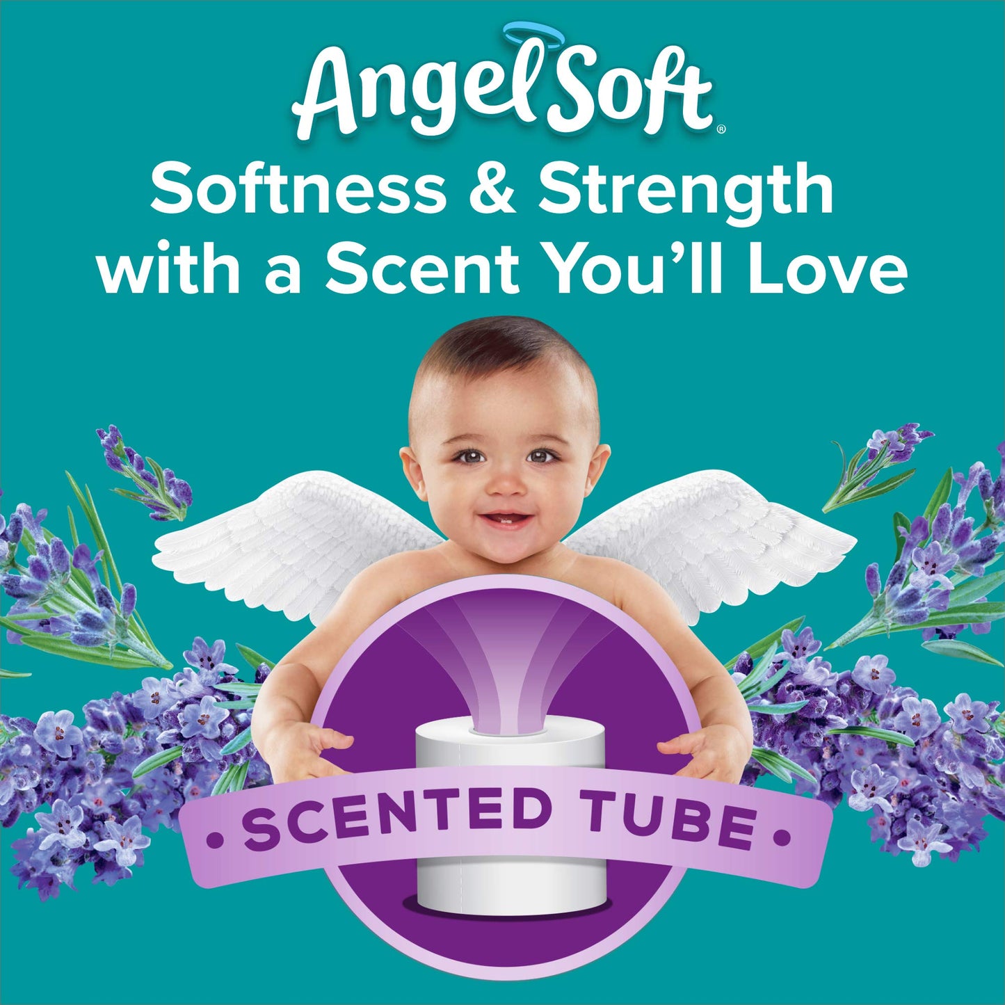 Angel Soft® Toilet Paper with Fresh Lavender Scented Tube, 12 Double Rolls = 24 Regular Rolls, 2-Ply Bath Tissue