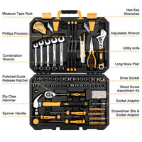 DEKOPRO 158 Piece Tool Set-General Household Hand Tool Kit,Auto Repair Tool Set, with Plastic Toolbox Storage Case