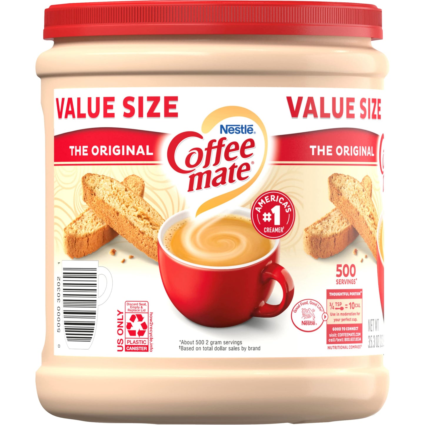 Coffee mate Original Powder Creamer, 35.3 oz Canister with By The Cup Stainless Steel Measuring Spoons