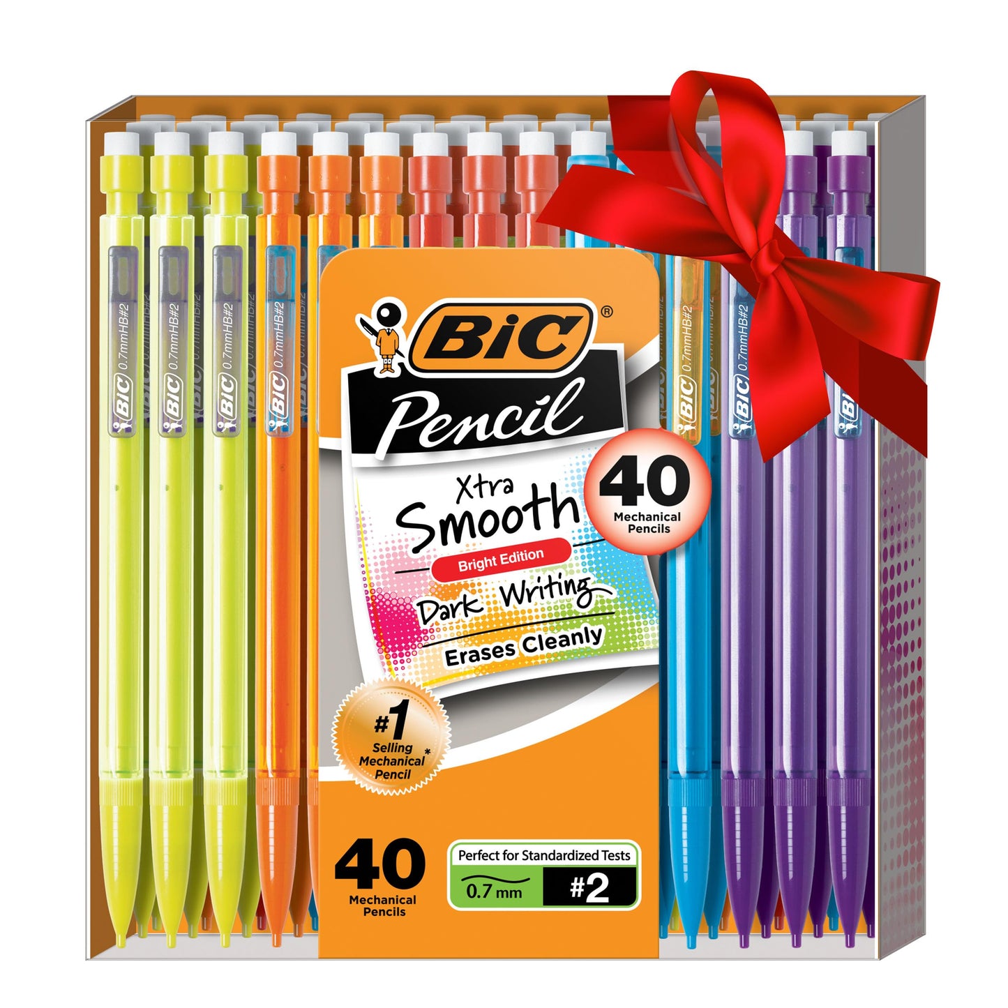 BIC Xtra-Smooth Mechanical Pencils with Erasers (MPCE40-BLK), Bright Edition Medium Point (0.7mm), 40-Count Pack, Bulk Mechanical Pencils for School or Office Supplies, Gifts for Students