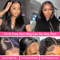 JGMI 13x6 Lace Front Wigs Pre Plucked 180% Density 26Inch Straight HD Transparent Lace Frontal Wigs 12A Glueless Wigs Lace Front Wigs for Black Women with Baby Hair