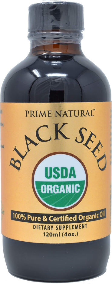 Organic Black Seed Oil 4oz - USDA Certified - High Thymoquinone, Turkish Origin, Pure Nigella Sativa - Cold Pressed, Unrefined, Vegan - Omega 3 6 9, Antioxidant, Immune Boost, Joints, Skin & Hair