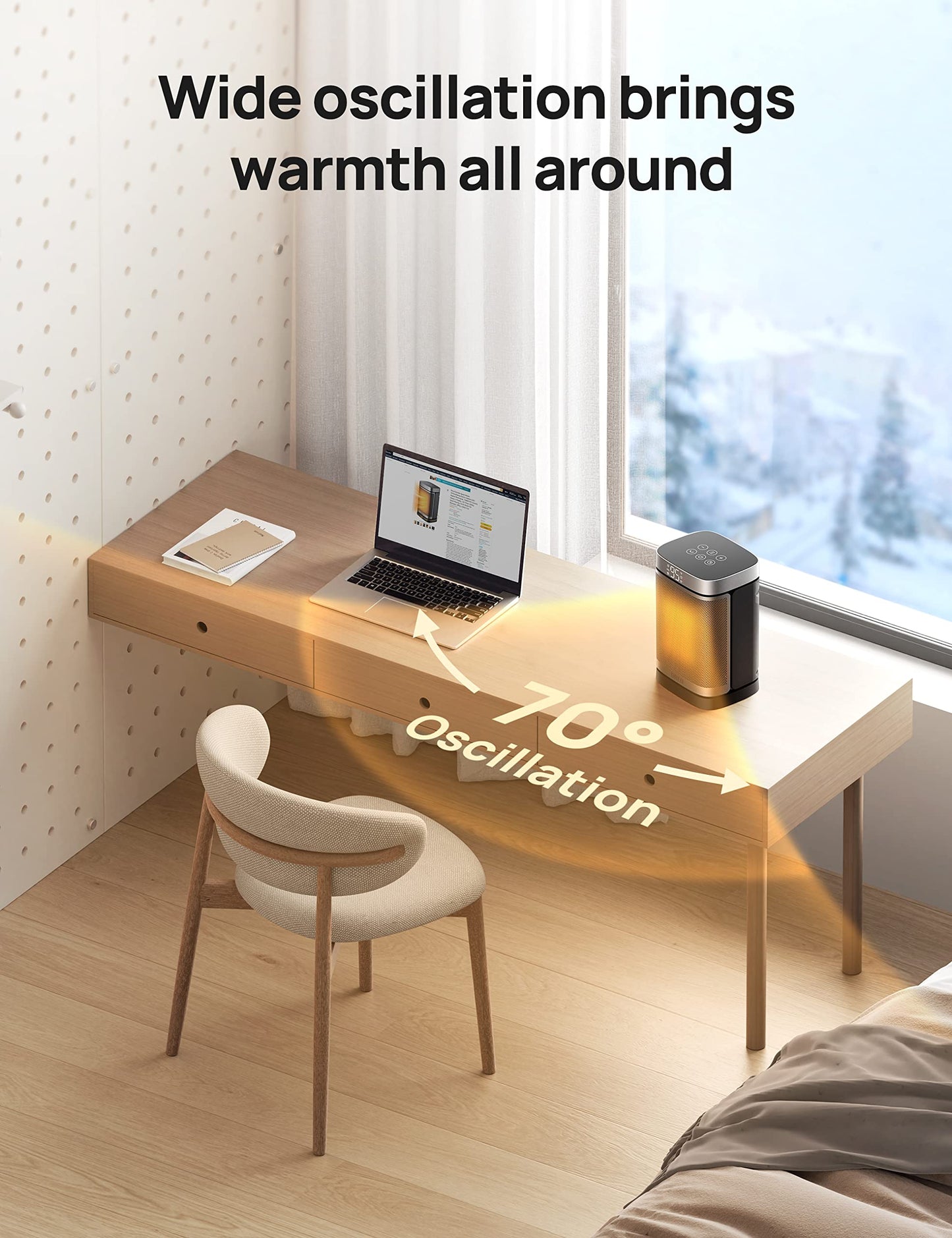 Dreo Space Heater Indoor, 1500W Portable Heaters with Remote, PTC Ceramic Electric Heater for Bedroom with Thermostat, 70°Oscillation, Safety Toasty Heater, 12h Timer, Room Heater for Home Office