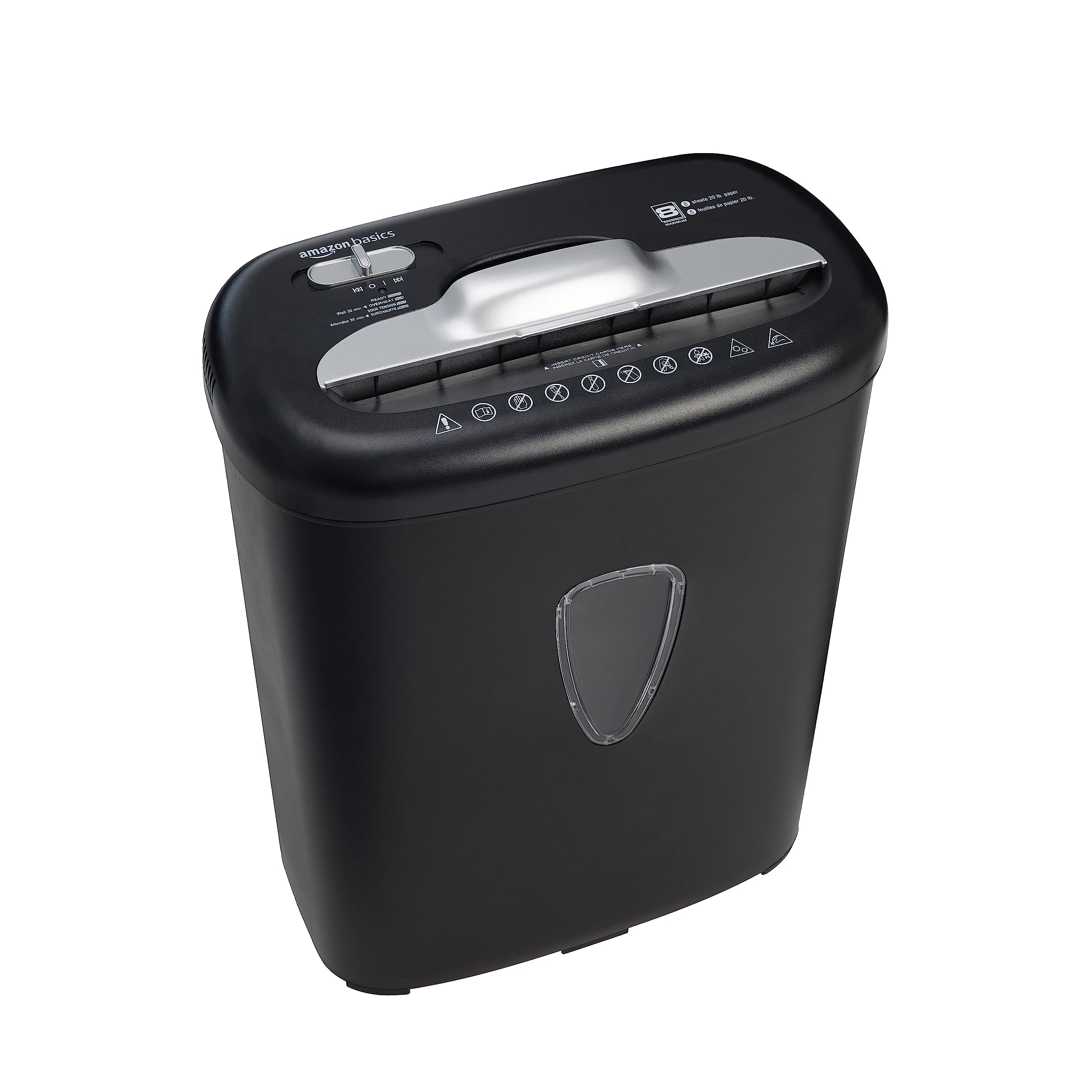 Amazon Basics 8 Sheet Cross Cut Paper and Credit Card Shredder with 4.1 Gallon Bin, Black