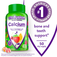 vitafusion Chewable Calcium Gummy Vitamins for Bone and Teeth Support, Fruit and Cream Flavored, America’s Number 1 Gummy Vitamin Brand, 50 Day Supply, 100 Count